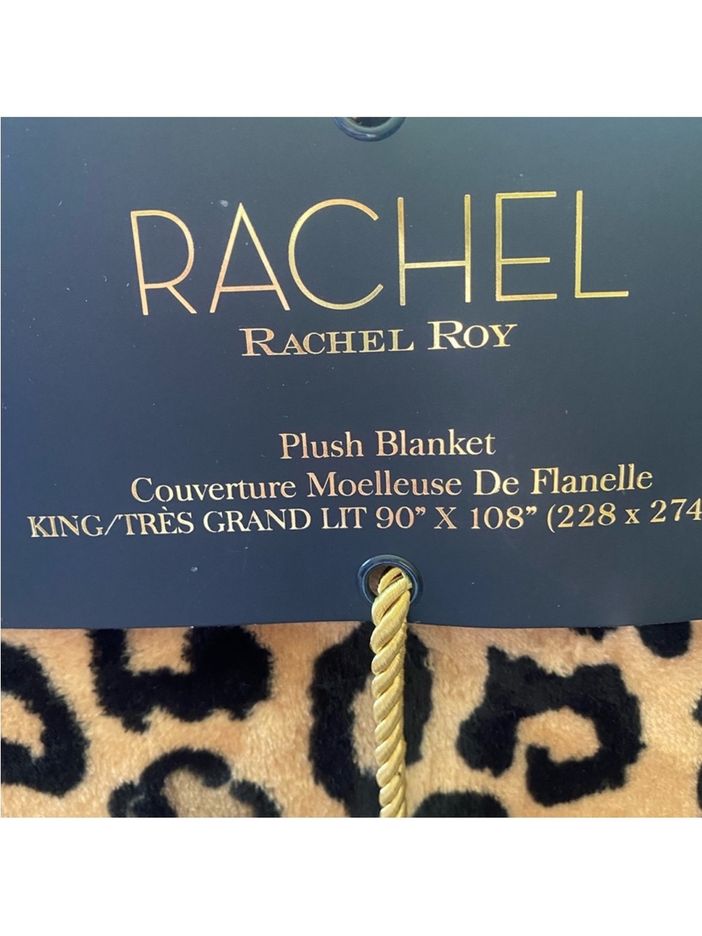 RACHEL Rachel Roy Plush Leopard skull Print Blanket in Tan and Black